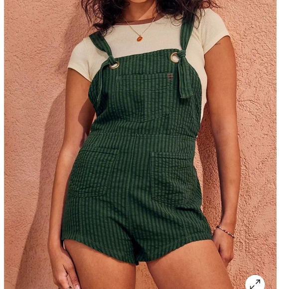 BDG Sadie Linen-Blend Dungarees Playsuit size large - Picture 1 of 16